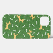 Coques Case-Mate iPhone chiens chanceux avec l'arrière - plan d'os (Verso (horizontal))