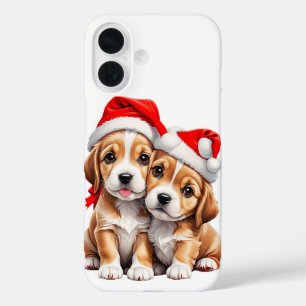 Coques iPhone 16 Chiens chiots de Noël