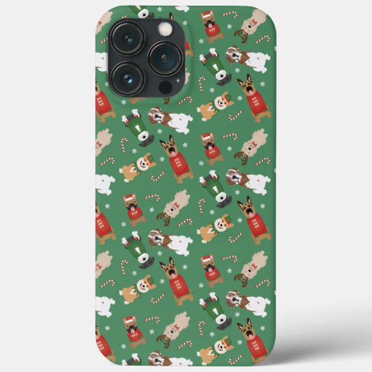 Coques Case-Mate iPhone Chiens de Noël Motif Rouge Vert (Verso)