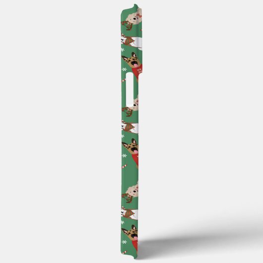 Coques Case-Mate iPhone Chiens de Noël Motif Rouge Vert (Verso / Droite)