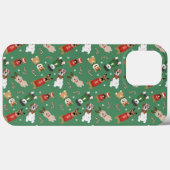 Coques Case-Mate iPhone Chiens de Noël Motif Rouge Vert (Verso (horizontal))