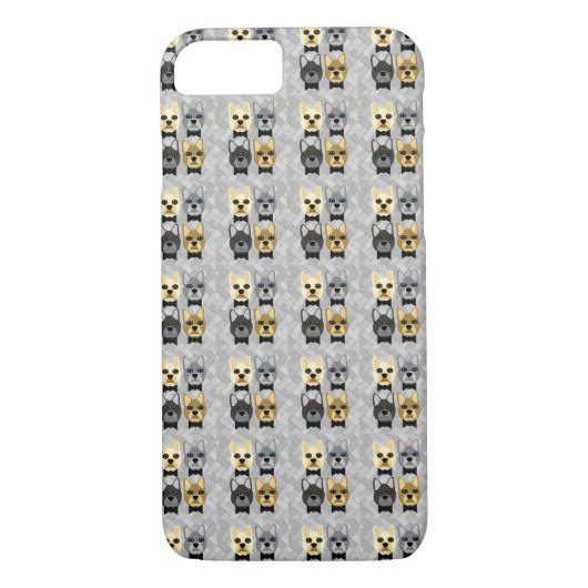 Coques Case-Mate iPhone Chiens de taureau français Herringbone Grey (Dos)