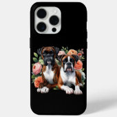 Coques Case-Mate iPhone Chiens En Boxer Parmi Les Fleurs (Verso)