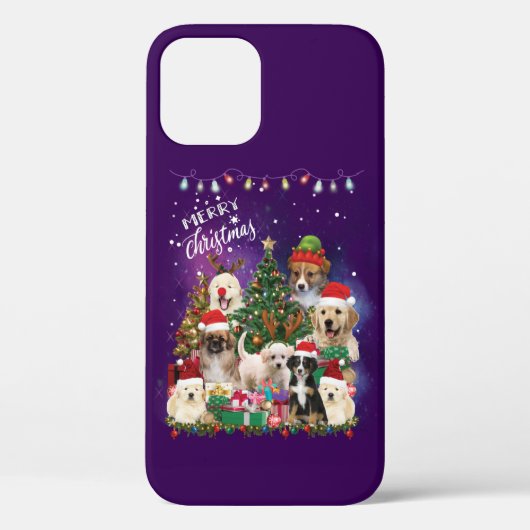 Coques Case-Mate iPhone Chiens Joyeux Noël Lumière (Verso)