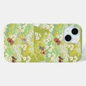 Coques Case-Mate iPhone Chiens mignons avec motif sans couture de fleurs d (Verso (horizontal))