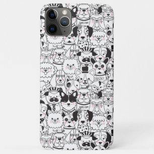 Case-Mate iPhone Case Chiens mignons Noir et Blanc Animal Motif Line Art