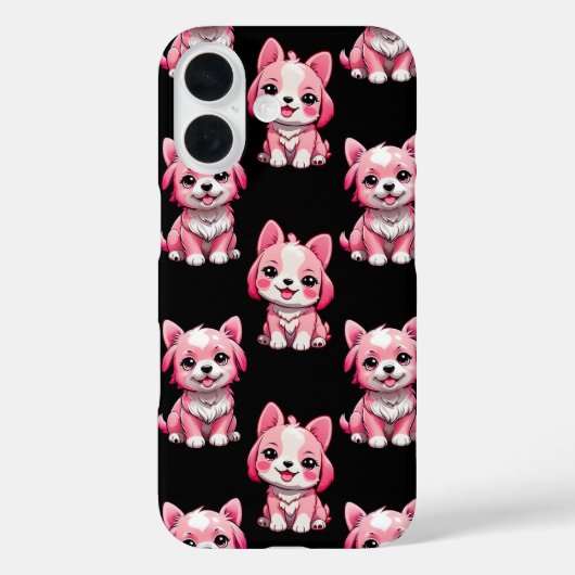 Coques Case-Mate iPhone Chiens roses mignons - Noir (Verso)
