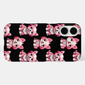 Coques Case-Mate iPhone Chiens roses mignons - Noir (Verso (horizontal))