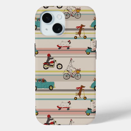 Coques Case-Mate iPhone Chiens se déplaçant dans les véhicules Motif (Verso)