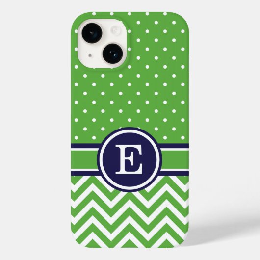 Coques Case-Mate iPhone Chiffre Chevron - Green et Navy Preppy (Verso)