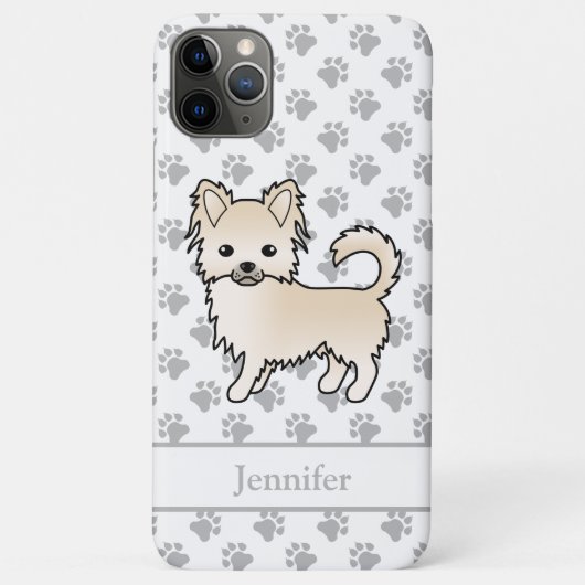 Coques Case-Mate iPhone Chihuahua à longs poils crème Chien de dessin anim (Dos)