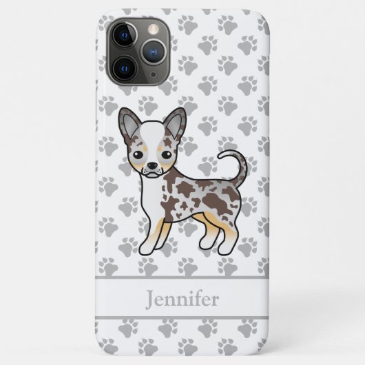 Coques Case-Mate iPhone Chihuahua à poil lisse Merle Chocolat Chien & Nom (Dos)