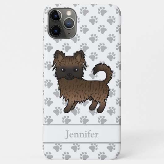 Coques Case-Mate iPhone Chihuahua à poil long bringé Chien de dessin animé (Dos)