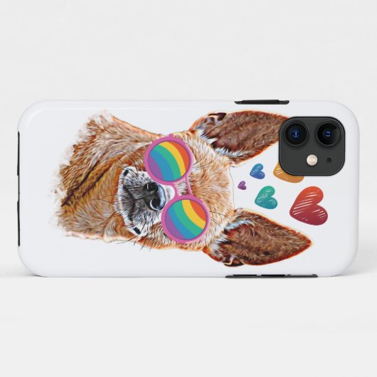 Coques Case-Mate iPhone Chihuahua Chien avec Coeurs Saint Valentin (Dos (Horizontal))