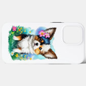 Coques Case-Mate iPhone Chihuahua Chien chiot avec fleurs (Verso (horizontal))