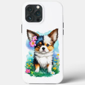Coques Case-Mate iPhone Chihuahua Chien chiot avec fleurs (Verso)