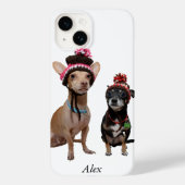 Coques Case-Mate iPhone Chihuahua chiens en casquettes d'hiver avec pom-po (Verso)