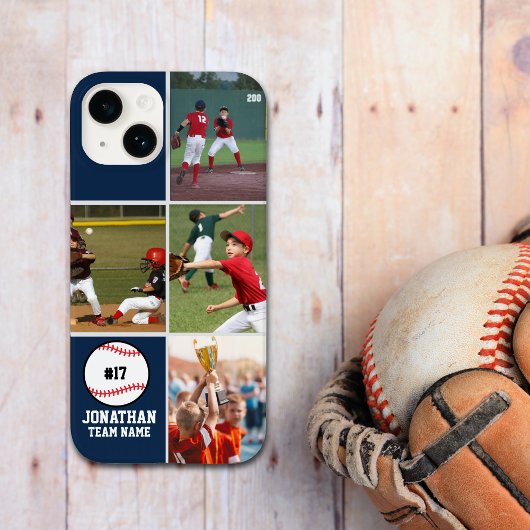 Coques Case-Mate iPhone Children's Baseball Team Photo Collage Blue
