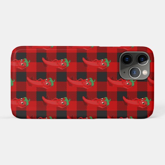 Coques Case-Mate iPhone Chili Pepper Buffalo Plaid Motif noir et rouge (Dos (Horizontal))