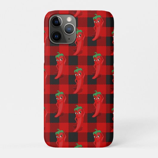 Coques Case-Mate iPhone Chili Pepper Buffalo Plaid Motif noir et rouge (Dos)