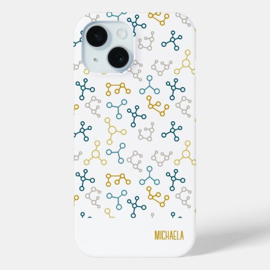 Coques Case-Mate iPhone Chimie moléculaire bleue moderne (Verso)