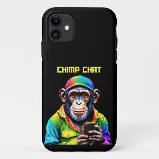 Coques Case-Mate iPhone Chimp Conversation-Chimpanzé avec téléphone (Dos)