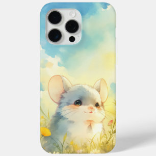Coque iPhone 15 Pro Max Chinchilla Joyeux Coup d'Œil sur les Fleurs Sauvag