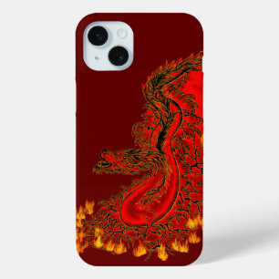 Coque iPhone 15 Mini Chine Dragon rouge et or design