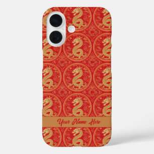 Coques iPhone 16 Chinois Majestic Golden Dragon Motif