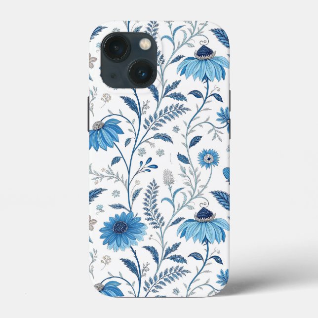 Coques Case-Mate iPhone Chinoiserie Blue Echinacea Pattern (Verso)