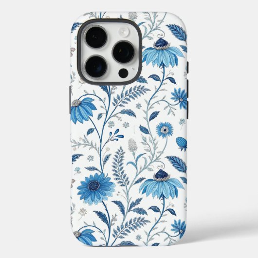 Coques Case-Mate iPhone Chinoiserie Blue Echinacea Pattern (Verso)