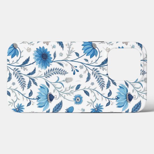 Coques Case-Mate iPhone Chinoiserie Blue Echinacea Pattern (Verso (horizontal))