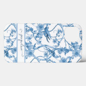 Coques Case-Mate iPhone Chinoiserie Floral Bird Dusty Blue n White Script (Verso (horizontal))