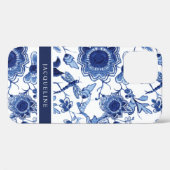Coques Case-Mate iPhone Chinoiserie Navy Bleu Blanc Flore Lisse (Verso (horizontal))