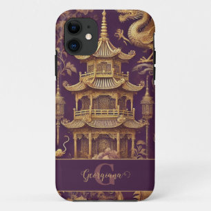 Case-Mate iPhone Case Chinoiserie Victorienne Personalisée Purple & Gold