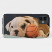 Coques Case-Mate iPhone Chiot anglais de basket-ball de bouledogue (Dos (Horizontal))