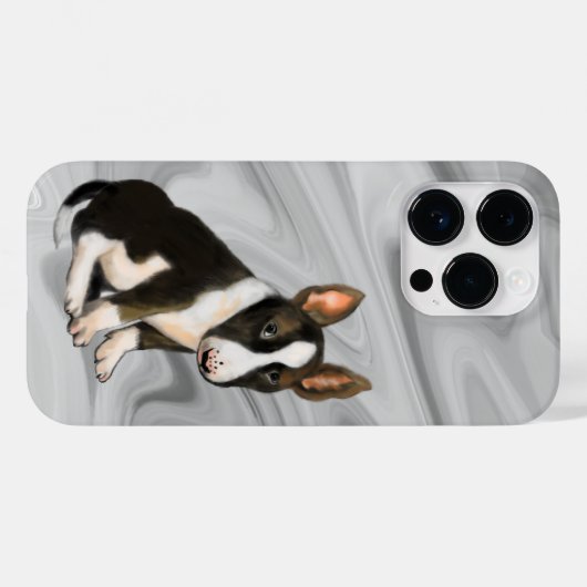 Coques Case-Mate iPhone chiot bull terrier (Verso (horizontal))