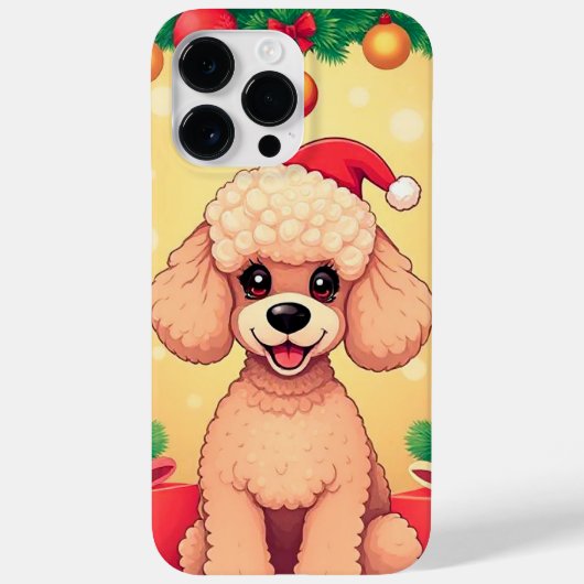 Coques Case-Mate iPhone Chiot Caniche Mignon dans une Scène de Noël avec d (Verso)