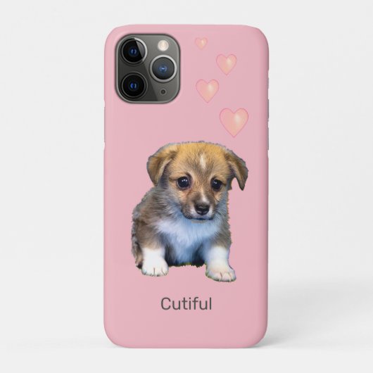 Coques Case-Mate iPhone Chiot Corgi Mignon Chien & Cœurs sur Rose (Dos)