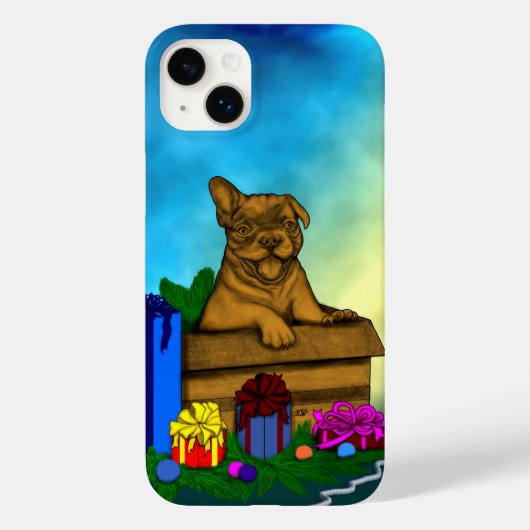 Coques Case-Mate iPhone Chiot dans une boîte, Joyeux Noël (Verso)