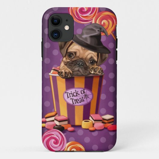 Coques Case-Mate iPhone Chiot de Carlin d'Halloween (Dos)