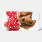 Coques Case-Mate iPhone Chiot de Dachshund portant l'tenue de Saint Valent (Verso (horizontal))