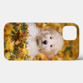 Coques Case-Mate iPhone Chiot De Goldendoodle En Feuilles D'Automne (Verso (horizontal))