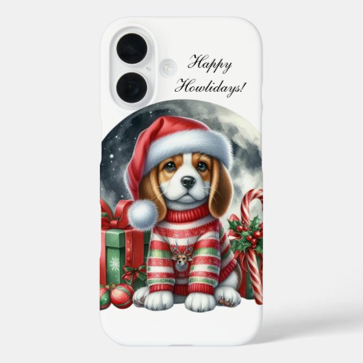 Coques Case-Mate iPhone Chiot de Noël festif personnalisable (Verso)