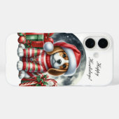 Coques Case-Mate iPhone Chiot de Noël festif personnalisable (Verso (horizontal))