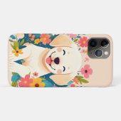 Coques Case-Mate iPhone chiot labrador jaune au milieu des fleurs (Dos (Horizontal))