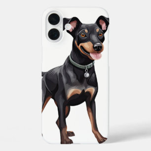 COQUES iPhone 16 PLUS CHIOT MANCHESTER TERRIER NOIR ET FEU