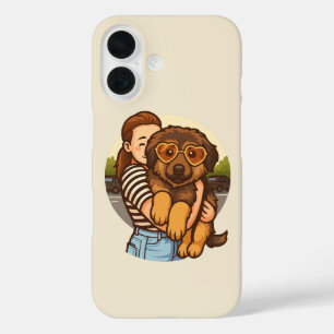 Coques iPhone 16 Chiot mignon avec des lunettes de soleil en forme