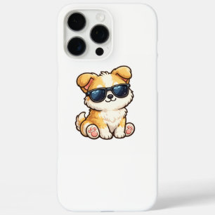 Coques iPhone 16 Pro Max Chiot Mignon avec Lunettes de Soleil Design Kawaii