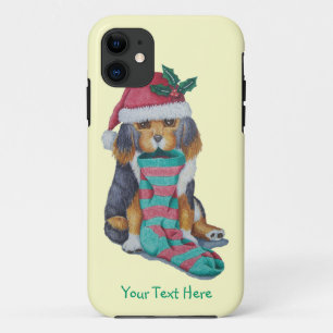 Coques Pour iPhone chiot noir et marron pour noël